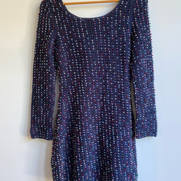 Doen Solandis Navy cotton beaded mini dress size small - Picture 8 of 8